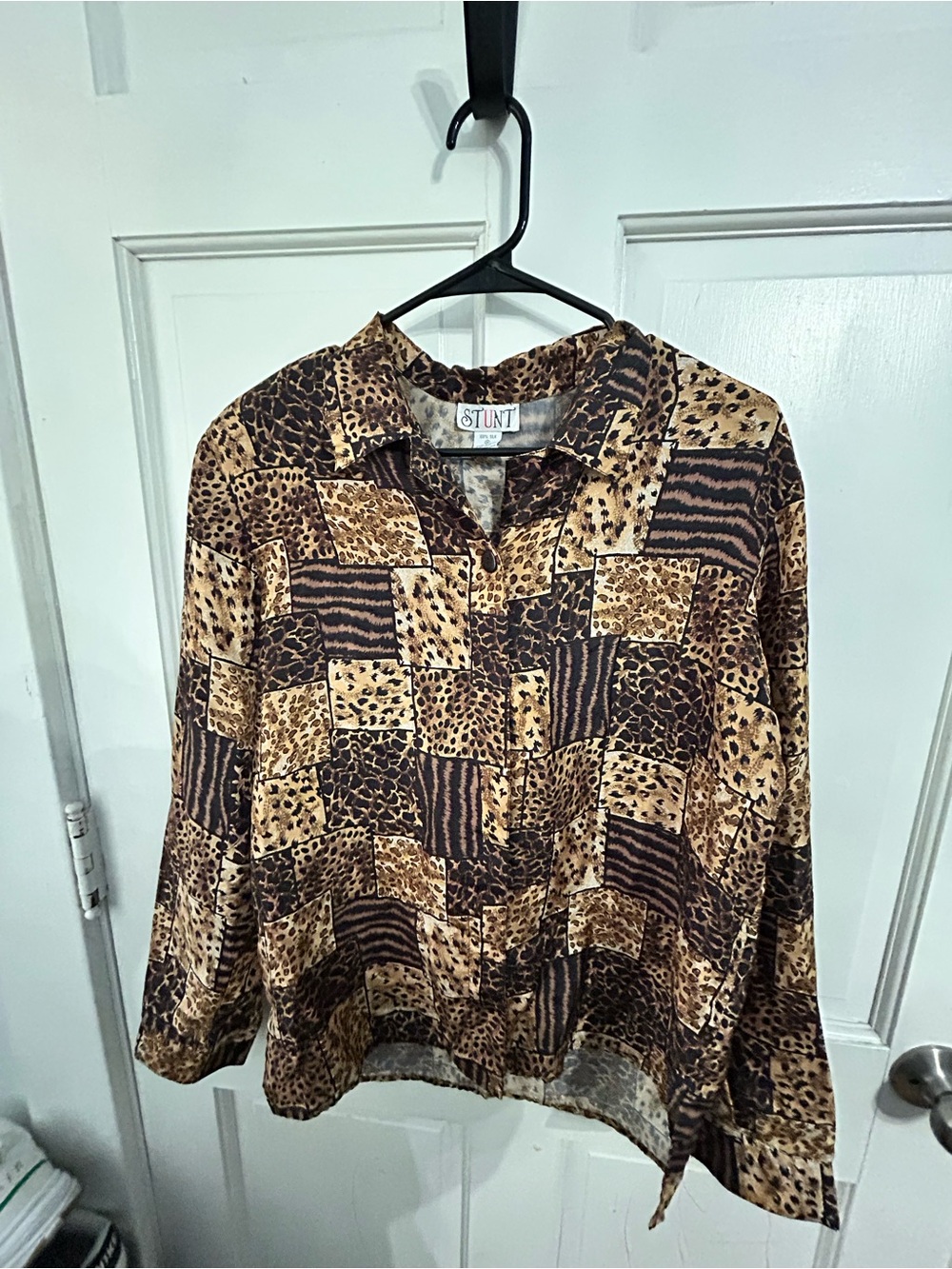 STUNT Brown Animal Patchwork Button-Down Shirt